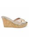 Crimzon_Gold Aiyana Glimmery Criss Cross Strap Wedges _Online_at_Aza_Fashions