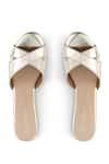 Shop_Crimzon_Gold Aiyana Metallic Cross Strap Wedges _at_Aza_Fashions