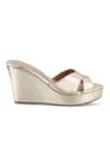 Crimzon_Gold Aiyana Metallic Cross Strap Wedges _Online_at_Aza_Fashions