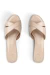 Shop_Crimzon_Beige Aiyana Glossy Cross Strap Wedges _at_Aza_Fashions