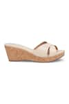 Crimzon_Beige Aiyana Glossy Cross Strap Wedges _Online_at_Aza_Fashions