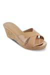 Buy_Crimzon_Brown Aiyana Cross Strap Slip On Wedges _at_Aza_Fashions