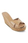 Buy_Crimzon_Brown Aiyana Criss Cross Strap Slip On Wedges _at_Aza_Fashions