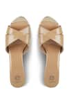 Shop_Crimzon_Brown Aiyana Criss Cross Strap Slip On Wedges _at_Aza_Fashions