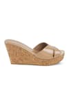 Crimzon_Brown Aiyana Criss Cross Strap Slip On Wedges _Online_at_Aza_Fashions