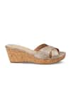 Crimzon_Brown Aiyana Croc Skin Textured Strap Wedges _Online_at_Aza_Fashions