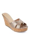 Buy_Crimzon_Brown Aiyana Croc Skin Textured Strap Slip On Wedges _at_Aza_Fashions