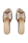 Shop_Crimzon_Brown Aiyana Croc Skin Textured Strap Slip On Wedges _at_Aza_Fashions