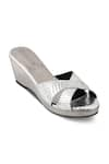 Buy_Crimzon_Silver Aiyana Croc Skin Strap Slip On Wedges _at_Aza_Fashions