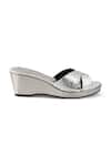 Crimzon_Silver Aiyana Croc Skin Strap Slip On Wedges _Online_at_Aza_Fashions