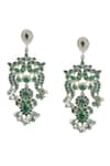 Buy_Curio Cottage_Green Semi Precious Stones Ambrosia Bloom Chandelier Earrings _Online_at_Aza_Fashions