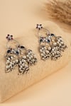 Shop_Curio Cottage_Silver Plated Faux Pearl Empress Trio Jhumki Earrings _at_Aza_Fashions