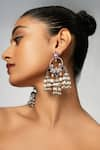 Shop_Curio Cottage_Silver Plated Faux Pearl Empress Trio Jhumki Earrings _Online_at_Aza_Fashions