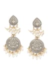 Curio Cottage_Silver Plated Kundan Songbird Dangler Earrings _Online_at_Aza_Fashions