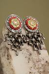 Shop_Curio Cottage_Silver Plated Gypsy Enamel Floral Dangler Earrings _at_Aza_Fashions