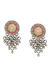 Curio Cottage_Silver Plated Gypsy Enamel Floral Dangler Earrings _Online_at_Aza_Fashions