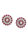 Curio Cottage_Silver Plated Kundan Floral Stud Earrings _Online_at_Aza_Fashions