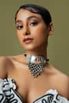 Buy_Curio Cottage_Silver Plated Kundan Gypsy Lotus Love Choker _at_Aza_Fashions