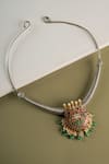 Shop_Curio Cottage_Silver Plated Kundan Gypsy Hasli Necklace _at_Aza_Fashions