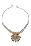 Curio Cottage_Silver Plated Kundan Gypsy Hasli Necklace _Online_at_Aza_Fashions