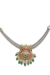 Buy_Curio Cottage_Silver Plated Kundan Gypsy Hasli Necklace _Online_at_Aza_Fashions