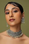 Buy_Curio Cottage_Silver Plated Song Of Nakshi Oxidised Choker Set _at_Aza_Fashions