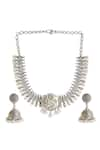 Curio Cottage_Silver Plated Gypsy Moonlit Bloom Oxidised Necklace Set _Online_at_Aza_Fashions