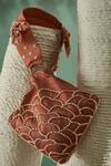 Buy_One Knot One_Peach Cutdana Petal Bloom Embroidered Potli Bag _Online_at_Aza_Fashions