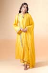 Buy_Kalakaari By Sagarika_Yellow Chanderi Silk Hand Embroidery Floral Kurta Pant Set For Kids_at_Aza_Fashions