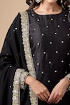 Shop_Kalakaari By Sagarika_Black Chanderi Silk Hand Embroidery Floral Round Gota Patti Kurta Palazzo Set _Online_at_Aza_Fashions