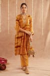 Buy_Label Muslin_Yellow Satin Silk Embellished Gota V Neck Sunehri Shab Kurta Set With Potli _at_Aza_Fashions