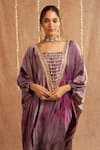 Shop_Label Muslin_Purple Satin Silk Embellished Gota Lace Jalwa Shaded Kaftan Tulip Pant Set 