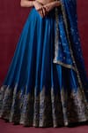 Buy_LASHKARAA_Blue Organza Embroidered Zari Plunge Sweetheart Floral Blouse Lehenga Set _Online_at_Aza_Fashions