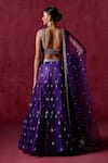 LASHKARAA_Purple Net Embroidered Zari Leaf Floral Lehenga Blouse Set _Online_at_Aza_Fashions