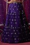 Buy_LASHKARAA_Purple Net Embroidered Zari Leaf Floral Lehenga Blouse Set _Online_at_Aza_Fashions