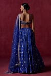 LASHKARAA_Blue Brocade Embroidered Zari Straight Floral Butta Detailed Lehenga Set _Online_at_Aza_Fashions