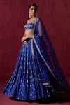 Shop_LASHKARAA_Blue Brocade Embroidered Zari Straight Floral Butta Detailed Lehenga Set _Online_at_Aza_Fashions