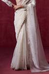 Buy_LASHKARAA_Off White Organza Embroidered Zari Square Floral Saree With Blouse _Online_at_Aza_Fashions