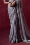 Buy_LASHKARAA_Grey Silk Embroidered Zari Leaf Scallop Hem Pre-draped Saree With Blouse _Online_at_Aza_Fashions