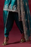 Buy_LASHKARAA_Green Satin Embroidery Zari Paan Neck Floral Kurta Dhoti Set _Online_at_Aza_Fashions