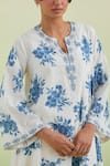 Shop_Kora_Off White Kurta And Pant Handspun Handwoven Cotton Hand Block Print A-line Set 