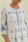 Buy_Kora_Off White Silk, Cotton, Chanderi Flower Hand Block Print Kurta Pant Set 