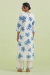 Shop_Kora_Off White Silk, Chanderi, Cotton Embroidery Floral Hand Block Print Kurta Set _at_Aza_Fashions