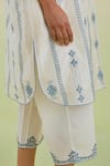Shop_Kora_Off White Silk, Chanderi, Cotton Floral Hand Block Print Kurta With Pant _Online_at_Aza_Fashions