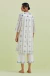Shop_Kora_Off White Silk, Chanderi, Cotton Floral Hand Block Print Kurta With Pant _at_Aza_Fashions