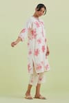 Buy_Kora_Off White Kurta And Pant Handspun Handwoven Cotton Hand Block Print Floral With _Online_at_Aza_Fashions