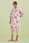 Kora_Off White Kurta And Pant Handspun Handwoven Cotton Hand Block Print Floral With _at_Aza_Fashions