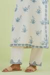 Buy_Kora_Off White Silk, Chanderi, Cotton Mirrors, Hand Block Print Kurta Pant Set _Online_at_Aza_Fashions