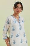 Buy_Kora_Off White Silk, Chanderi, Cotton Mirrors, Hand Block Print Kurta Pant Set 