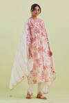 Buy_Kora_Off White Silk, Cotton, Chanderi Embroidery, Mirrors And Kantha Kurta Pant Set _at_Aza_Fashions